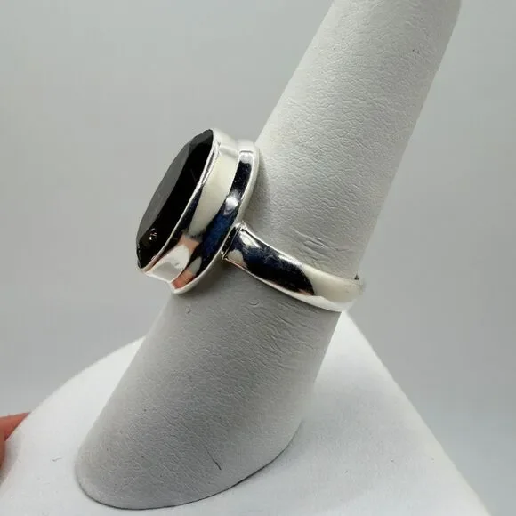 NWOT 11x16mm oval cut SMOKY QUARTZ solitaire ring in sterling silver! - Picture 4 of 9